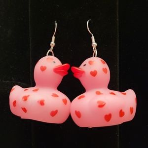 Mini Valentine Rubber Duck Earrings